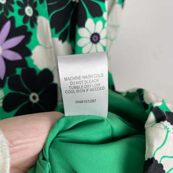 Alexia Admor Sammie Mini Dress 60s Green Floral Size 4 Retro Square Neck - Picture 11 of 12